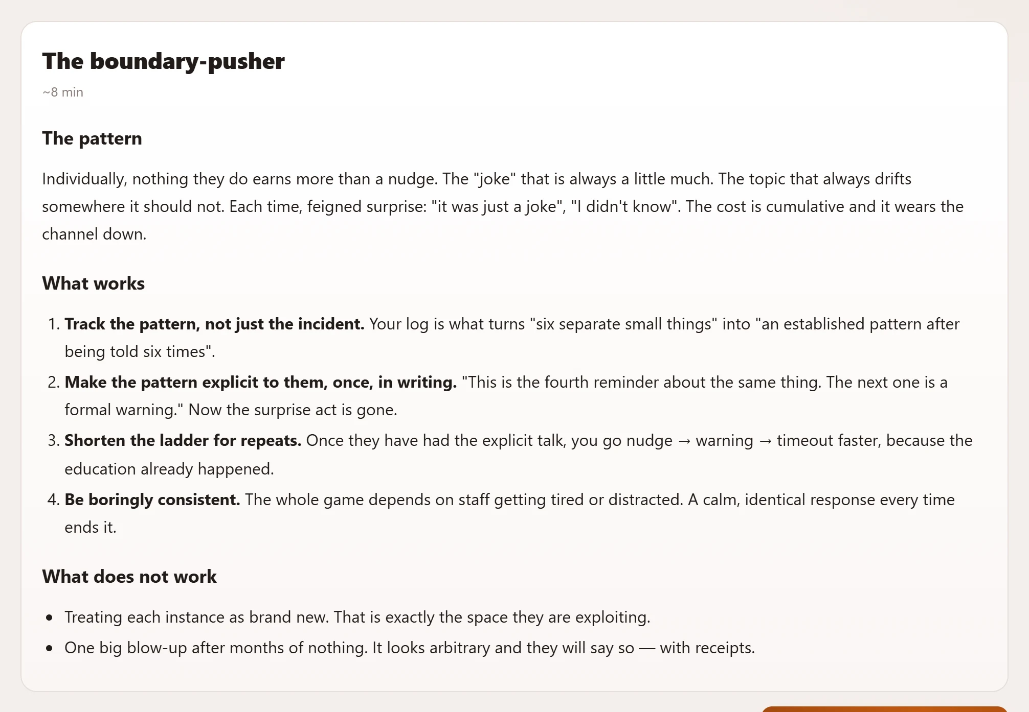 A lesson from the Managing Difficult Users course